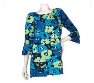 SC by Sara Campbell Knit Printed Tunic with Bell Sleeves —