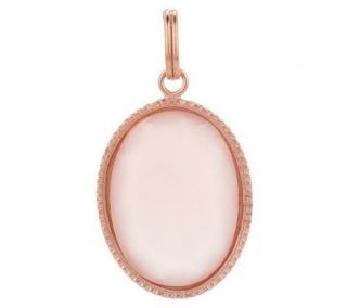 Veronese 18K Clad Pink Chalcedony Tablet Cut Oval Earrings —