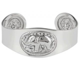 Artisan Crafted Sterling Average Elephant Design Cuff, 23.0g