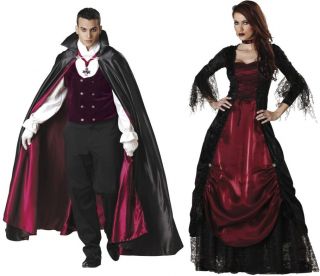 Couples Vampire and Vampira Gothic Elite Adult Costume Pair Scary