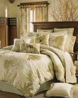 Croscill Grand Bahama Queen Comforter Pillow 11pc Set Tropical Palm