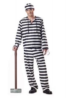 Convict Jailbird Prisoner Adult Halloween Costume 00801