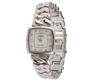 Ecclissi Sterling Bombe Link Bracelet Watch with Diamond Accents