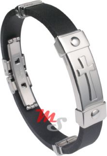 Adjustable Stainless Steel Rubber Cross Bracelet USA