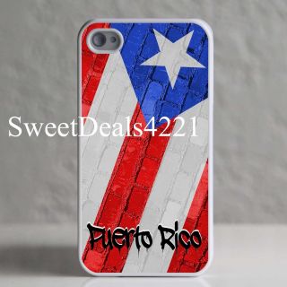 Custom White Puerto Rico Flag Brick Case Cover iPhone 4 4G 4GS 4S 8 16