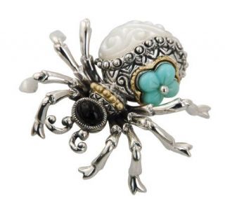 Barbara Bixby Multi Gemstone Spider Pin   Sterling/18K Gold — 