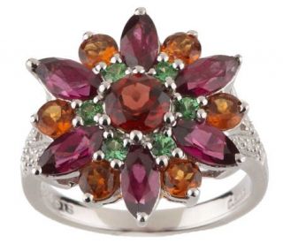 15 ct tw Garnet Sterling Diamond Accent Flower Ring —