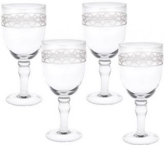 Williamsburg Home Set of 4 Hand Blown Gazebo Design Glass Goblets 