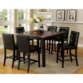  Espresso Finish Faux Marble Table Top Counter Height Dining Set
