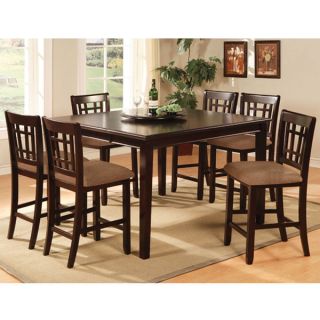Solid Wood Dark Cherry Finish 9 Piece Counter Height Dining Set