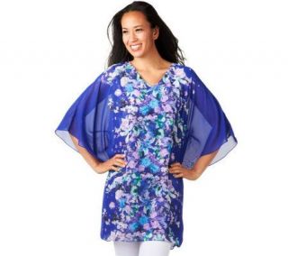 Mark of Style by Mark Zunino V neck Placed Floral Print Caftan