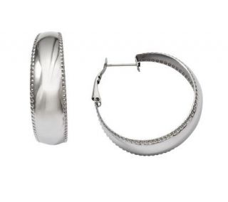 Steel by Design Polished w/Textured Edge RoundHoop Earrings — 
