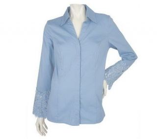 Dialogue Stretch Shirt with Eyelet and Embellished Sleeve Cuff