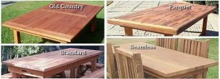 Wood Redwood Outdoor Patio Furniture 7 Rec Table Set