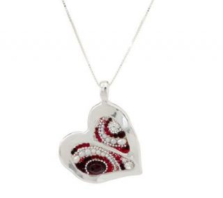 Orit Schatzman Sterling 1.25cttw Garnet Heart Pendant with 18 Chain 