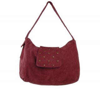 Lizden Washable Suede Slouch Hobo Bag with Stud Detail —