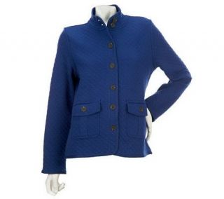 Isaac Mizrahi Live Quilted Button Front Jacket with Pockets