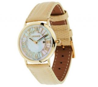 Vicence Round Case Roman Numeral 1/10cttwDiamond Watch, 14K Gold