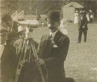 COURTENAY B.C. 1900s RPPC SHOW DAY FAIR Man w TELESCOPE Vancouver