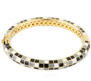 Lauren G Adams Checkerboard Hinged Bangle with Princess Cut Crystals 