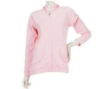 Quacker Factory Scattered Pearls Knit Zip Front w/ Hood —