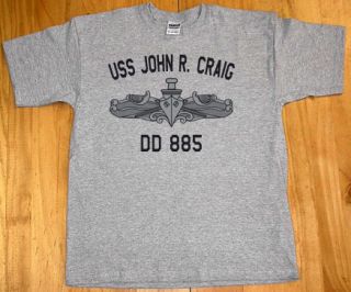 US USN Navy USS John R Craig DD 885 Destroyer T Shirt