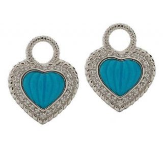 Judith Ripka Sterling Silver Carved Turquoise Earring Drops   J106873