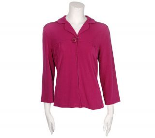 Citiknits 3/4 Sleeve Notched Collar Jacket with Shirring Detail