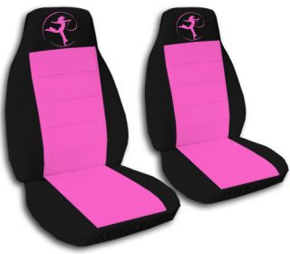 Dancer Car Seat Covers Front Set in Black and Pink