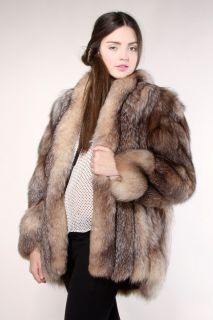 Vintage Crystal Fox Fur Coat Vtg 80s Princess Mink Jacket Cape Stole