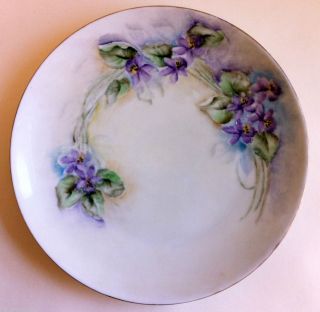 Vintage German Hand Painted Floral Porcelain Plate Signed THOMAS