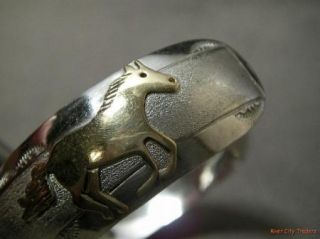 Corbet Joe Navajo Sterling Silver Gold Filled Horse Cuff Bracelet