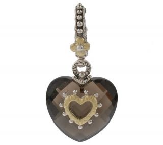 Barbara Bixby Smoky Quartz Heart or Lock Charm Enhancer Sterling/18K 