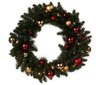 BethlehemLights Battery Op. 24 Ornament Wreath with Timer   H197721