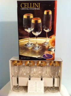 Cellini Crystal Stemware Hand Chased and Hand Decorated With 24 Karats