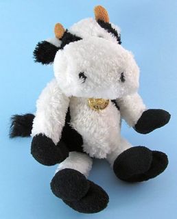  Soft & Sparkly Shaggy Plush COW Stuffed Toy Farm Animal w/ Medallion