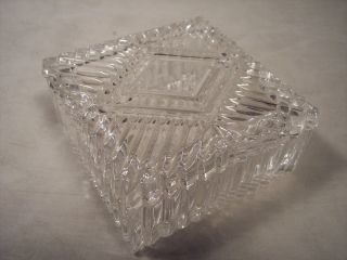 Beautiful Square Crystal Glass Trinket Jewelry Box Excellent