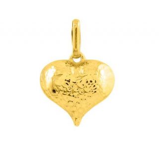 Textured Puffed Heart Pendant, 14K Yellow Gold —