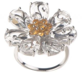 00 ct tw Crystal Quartz and Fire Opal Sterling Flower Ring — 