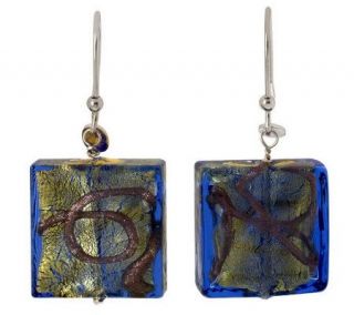Murano Glass Sterling Square Dangle Earrings   J306393
