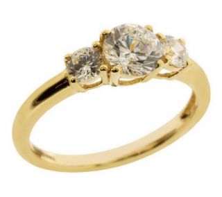 Diamonique 1.50 ct tw 3 Stone Ring, 14K Gold —