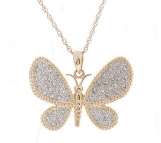 AffinityDiamond 1/4 ct tw Pave Butterfly Pendant w/Chain 14K Gold