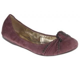 Makowsky Suede or Leather Flats with Knot and Chain Detail — 