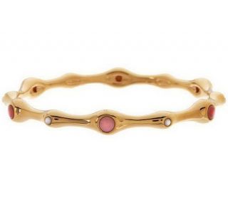 Large Multi gemstone Stack Design Bangle, 14K —