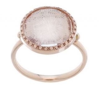 Round Diamond Cut & Crystal Quartz Ring, 14K Gold —
