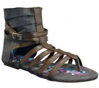 Sun Luks Printed Canvas Gladiator Sandals —