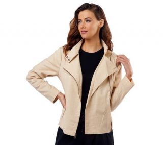 Luxe Rachel Zoe Linen Blend Jacket with Stand Collar —