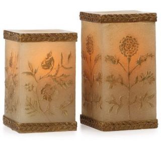CandleImpressio Set of 2 Square Antique Finish FlamelessCandle with 