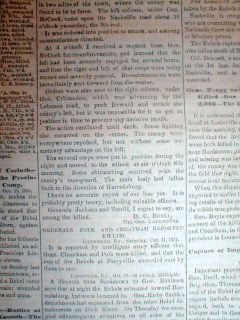  Newspapers Battle of Perryville Kentucky Corinth Mississippi