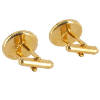 Made in USA Cufflinks Black Gold Plated Slanted Toggle Back Round